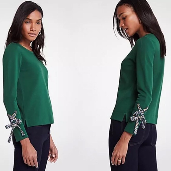 Ann Taylor Tie Sleeve Sweatshirt - Picture 2 of 2